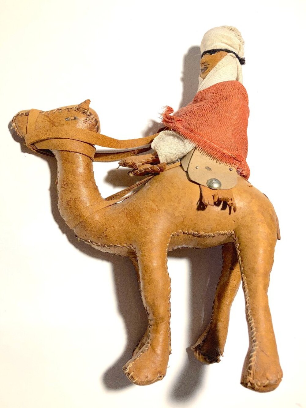 Vintage Moroccan Leather Camel with Rider